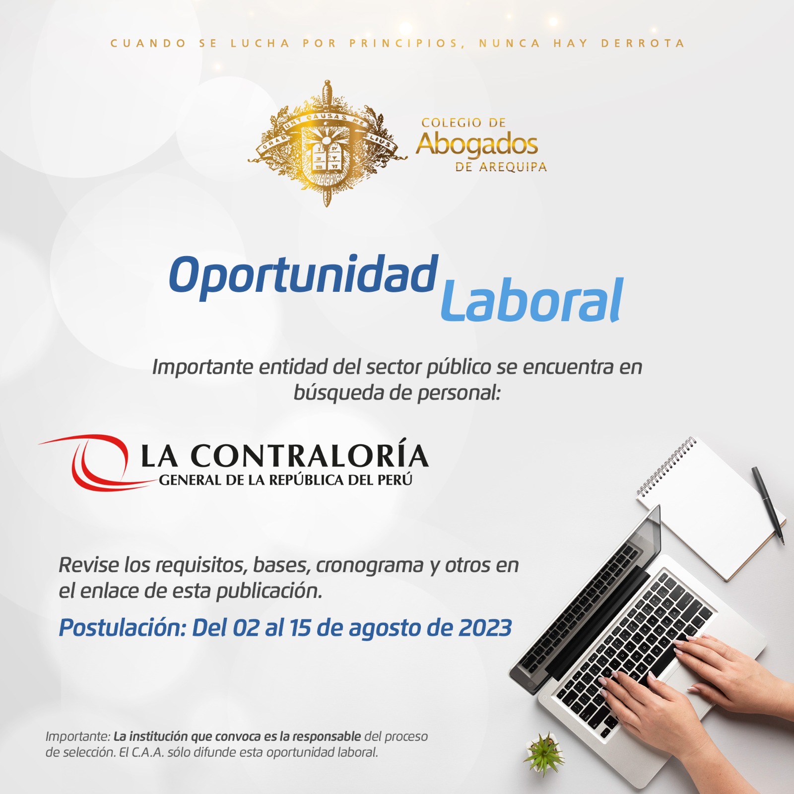 CONVOCATORIA CONTRALORIA GENERAL DE LA REPÚBLICA Colegio de Abogados